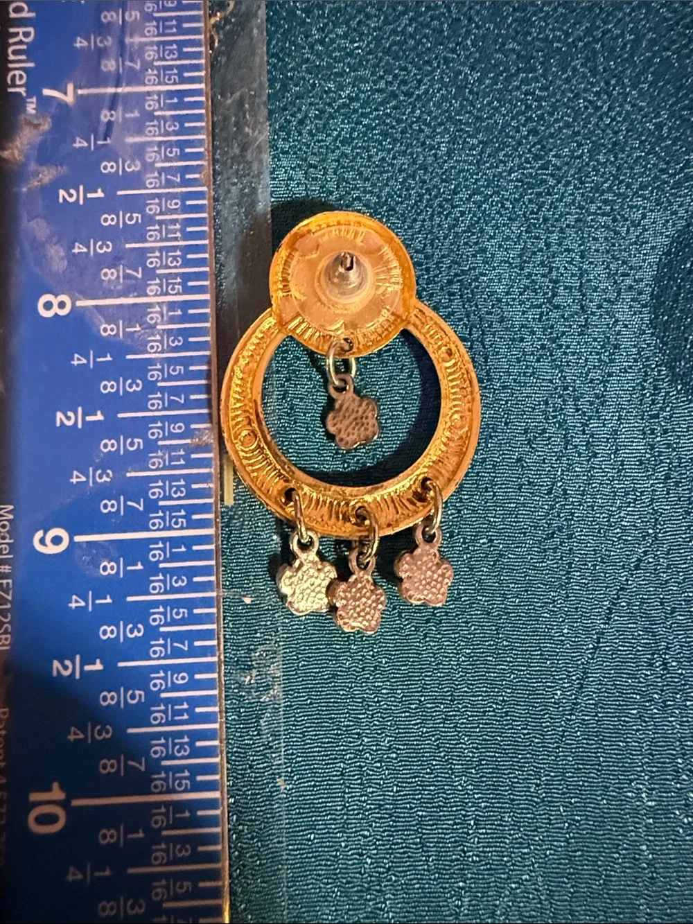 Antique-Style Floral Hoop Drop Earrings in Copper